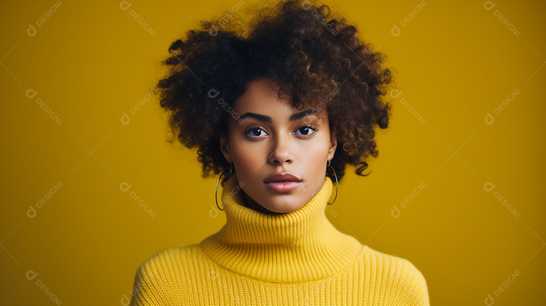 Linda mulher negra com suéter de lã