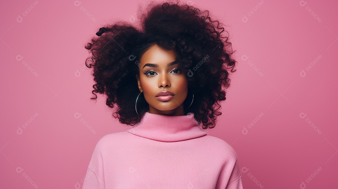 Linda mulher negra com suéter de lã