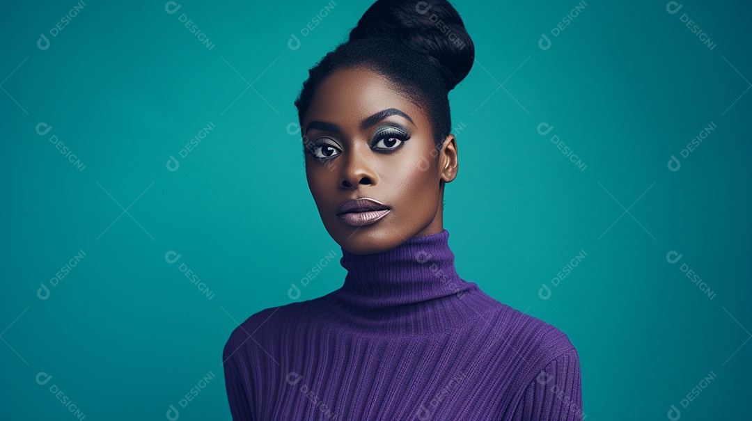 Linda mulher negra com suéter de lã