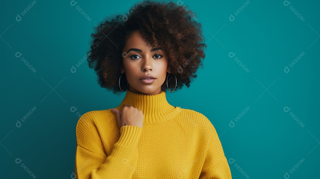 Linda mulher negra com suéter de lã