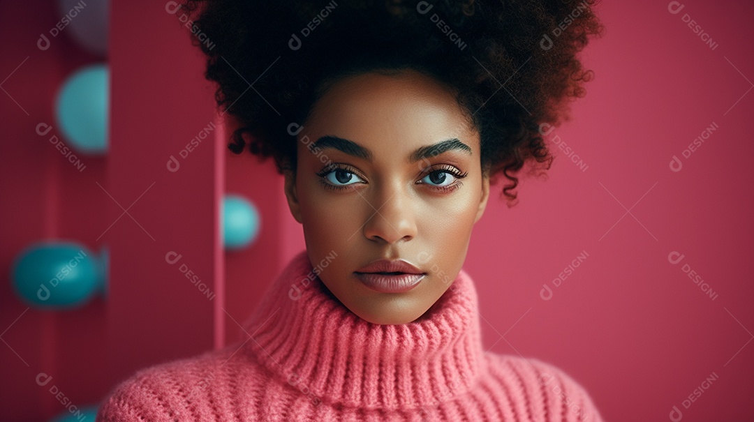 Linda mulher negra com suéter de lã