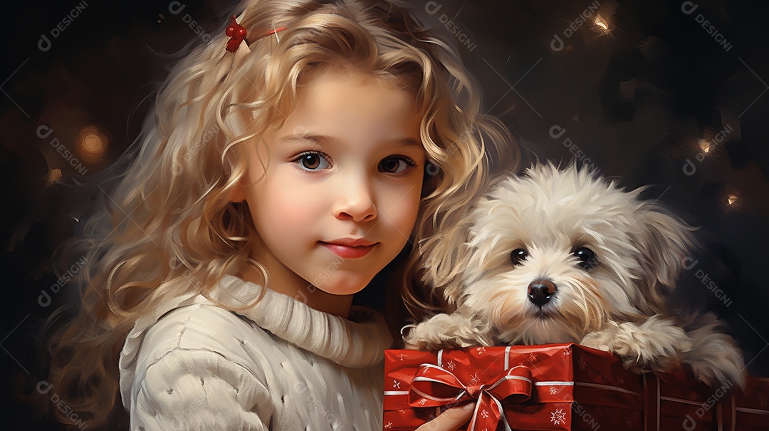 Retrato de uma menina bonitinha com uma caixa de presente