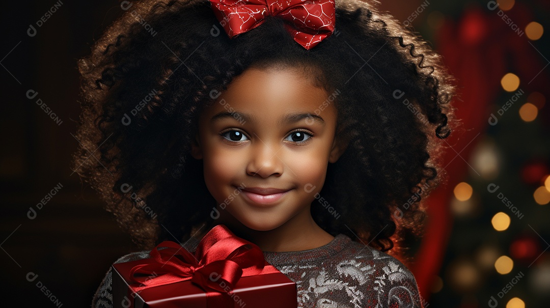 Retrato de uma menina bonitinha com uma caixa de presente