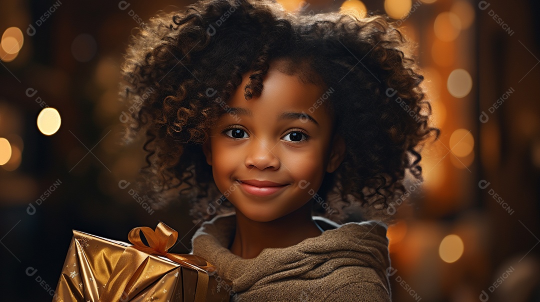 Retrato de uma menina bonitinha com uma caixa de presente