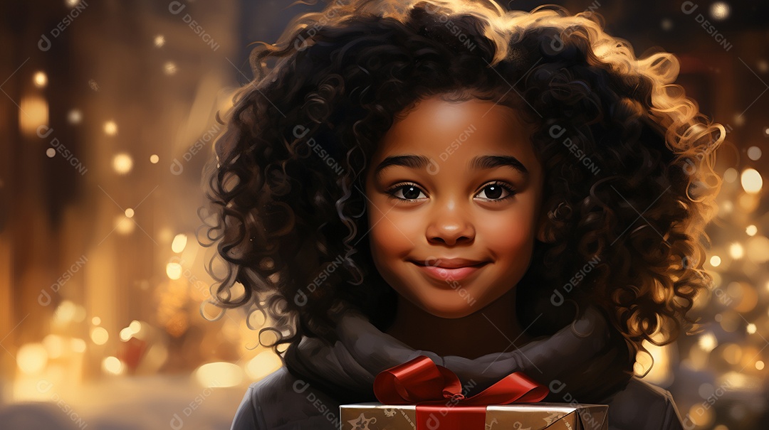 Retrato de uma menina bonitinha com uma caixa de presente