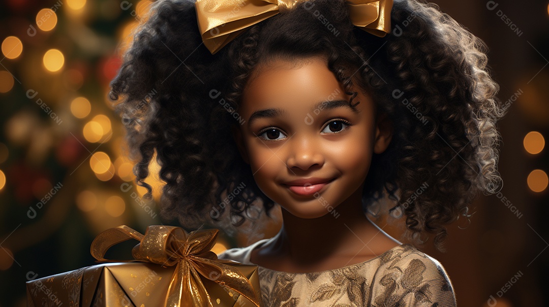 Retrato de uma menina bonitinha com uma caixa de presente