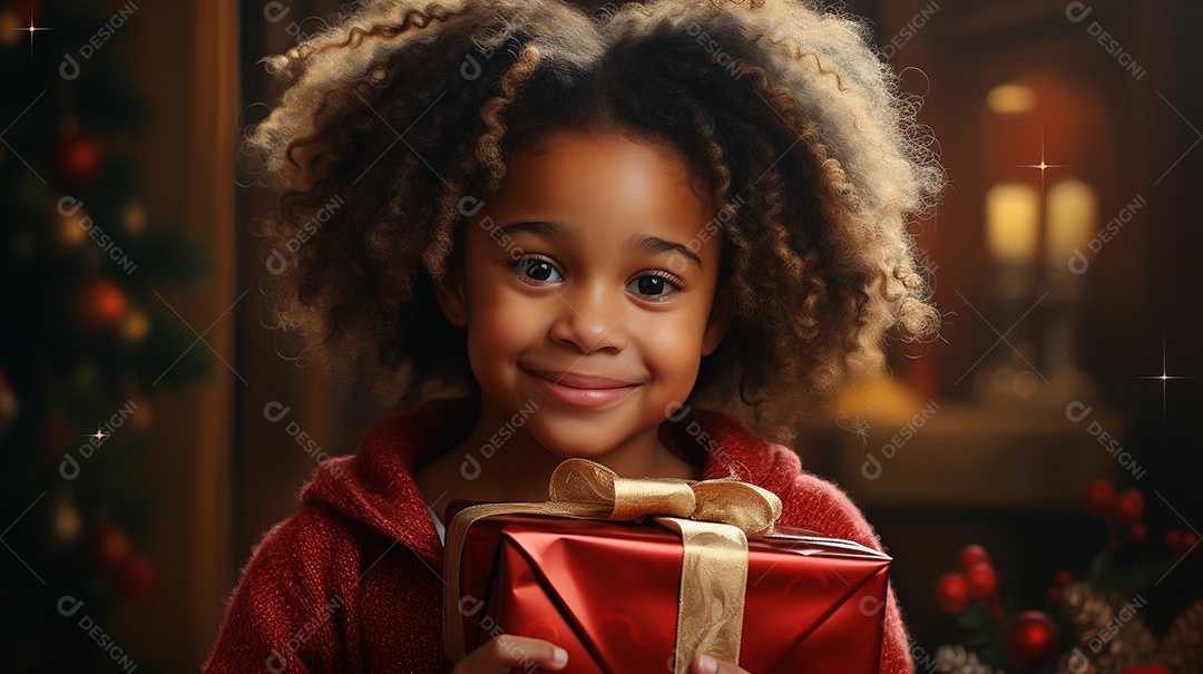 Retrato de uma menina bonitinha com uma caixa de presente