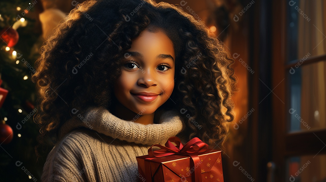 Retrato de uma menina bonitinha com uma caixa de presente