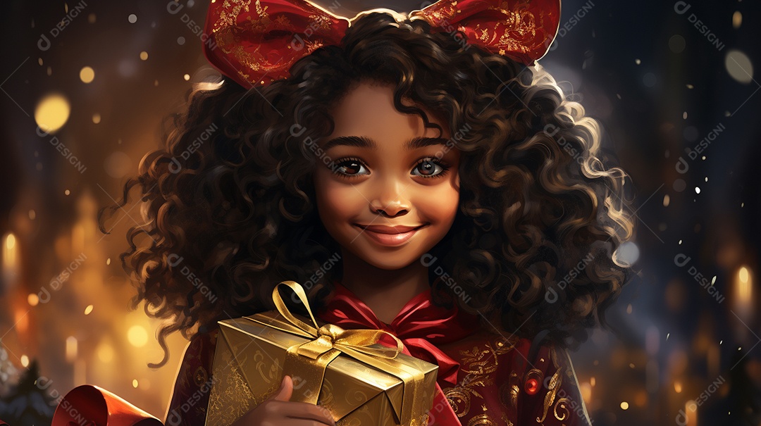 Retrato de uma menina bonitinha com uma caixa de presente