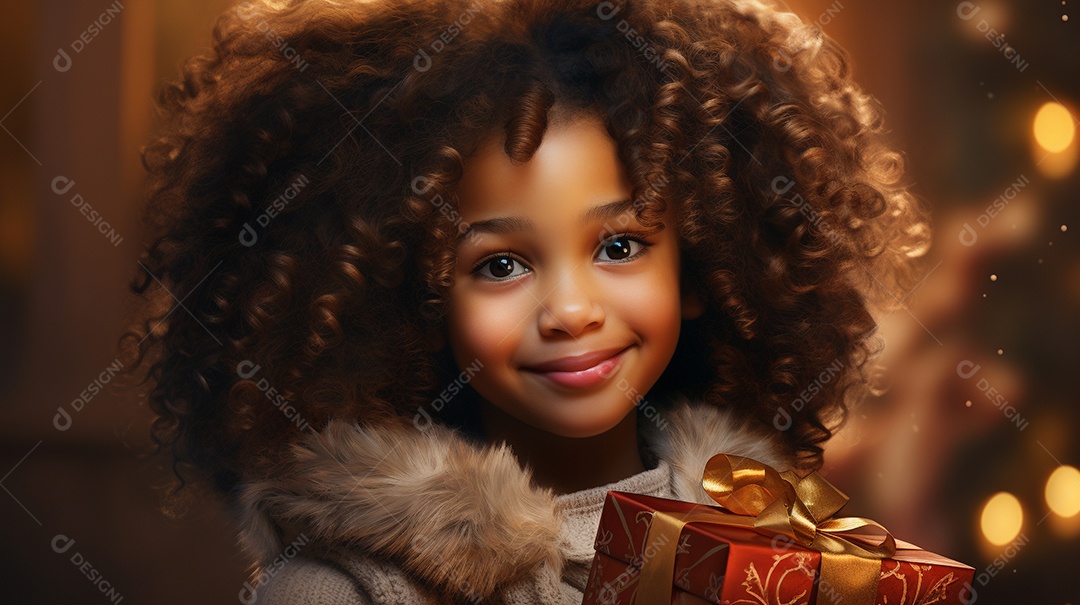 Retrato de uma menina bonitinha com uma caixa de presente