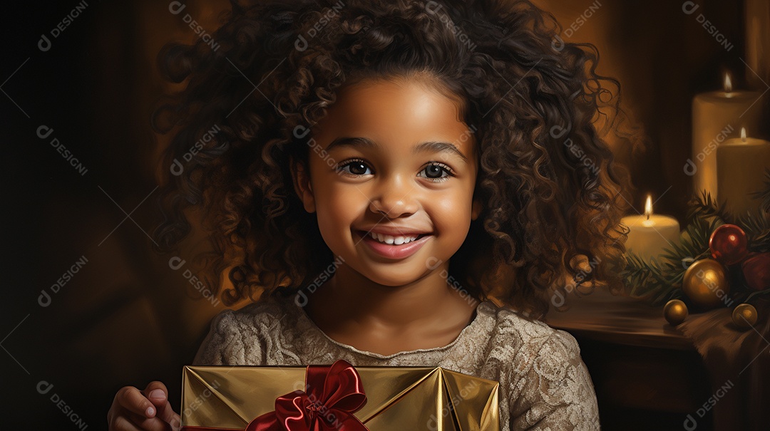 Retrato de uma menina bonitinha com uma caixa de presente