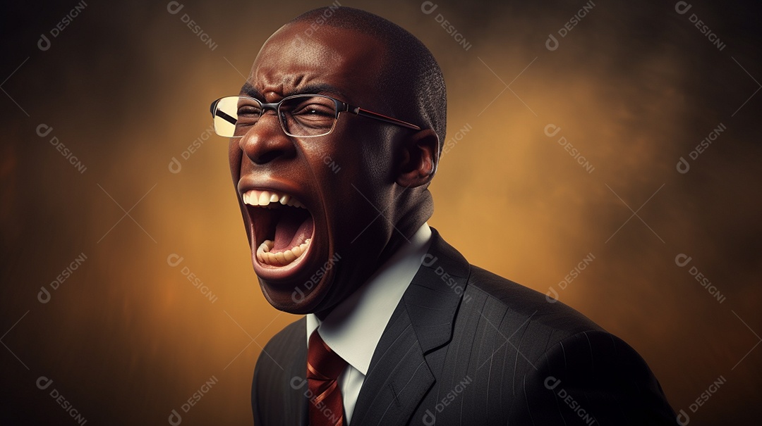 Engraçado empresário gritando com dinheiro