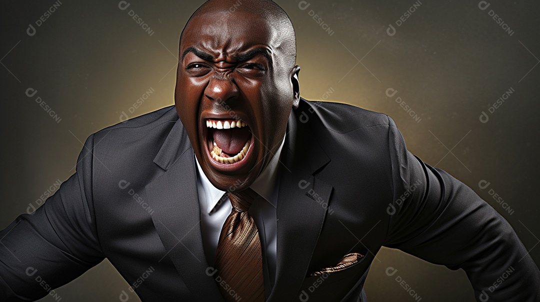 Engraçado empresário gritando com dinheiro