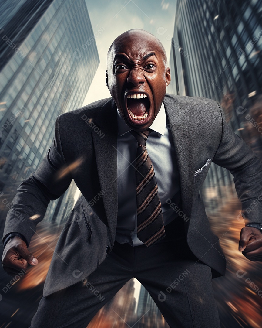 Engraçado empresário gritando com dinheiro