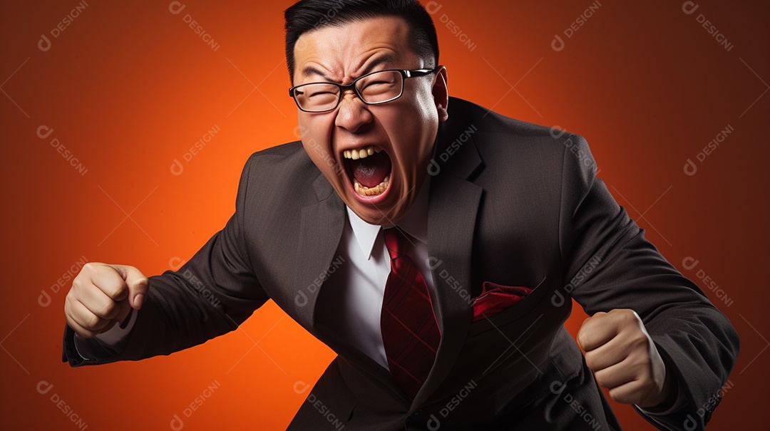 Engraçado empresário gritando com dinheiro