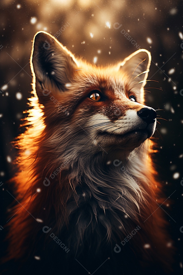 Linda raposa sentada na floresta