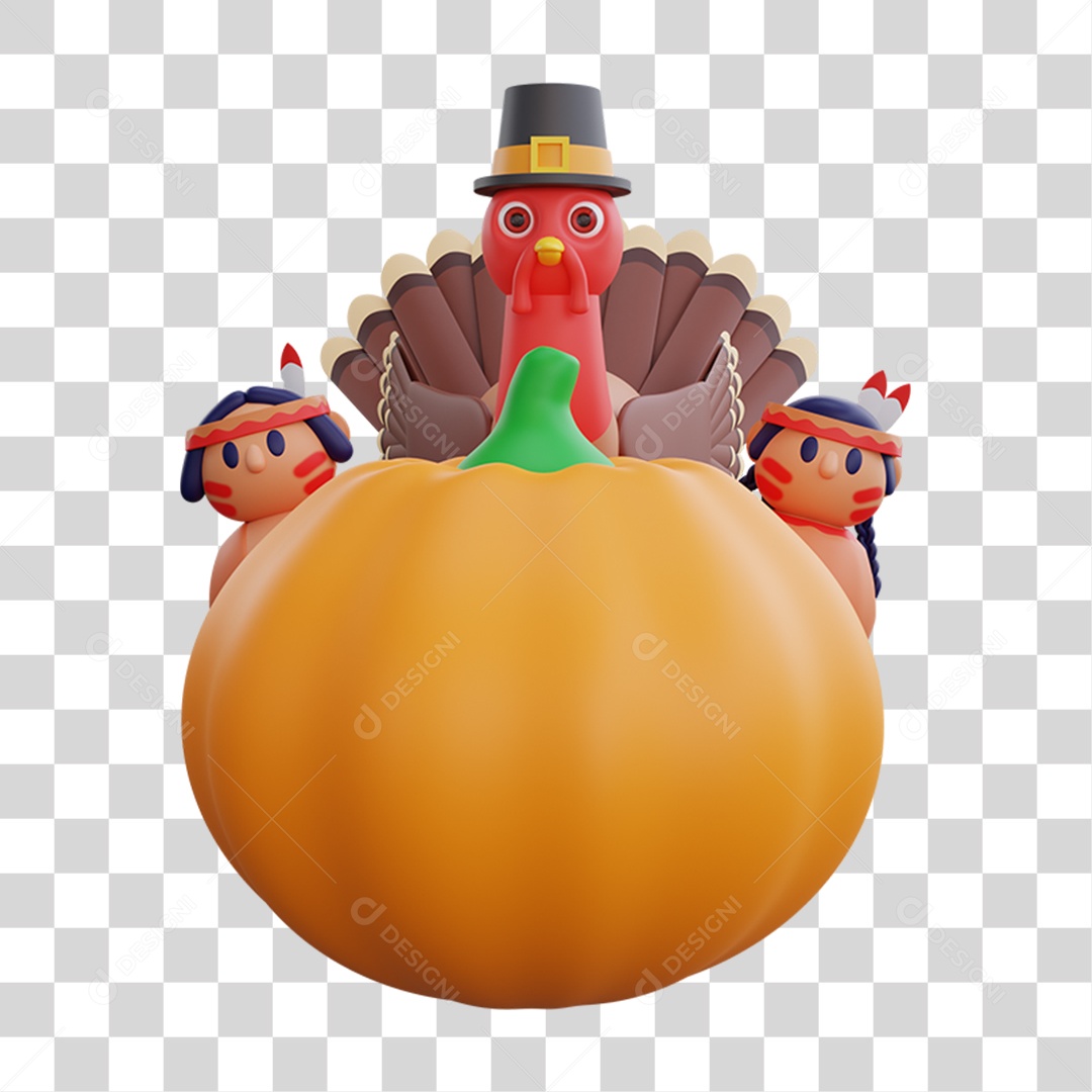 Elemento 3D Peru de Natal Ceia Natalina PNG Transparente