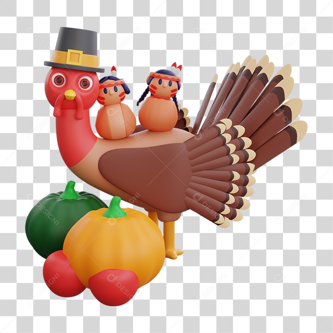 Elemento 3D Peru de Natal Ceia Natalina PNG Transparente