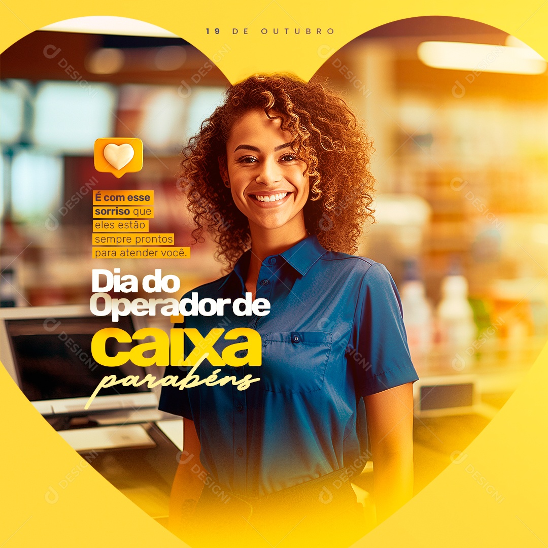 Dia Do Operador De Caixa 19 De Outubro Parabéns Social Media PSD Editável