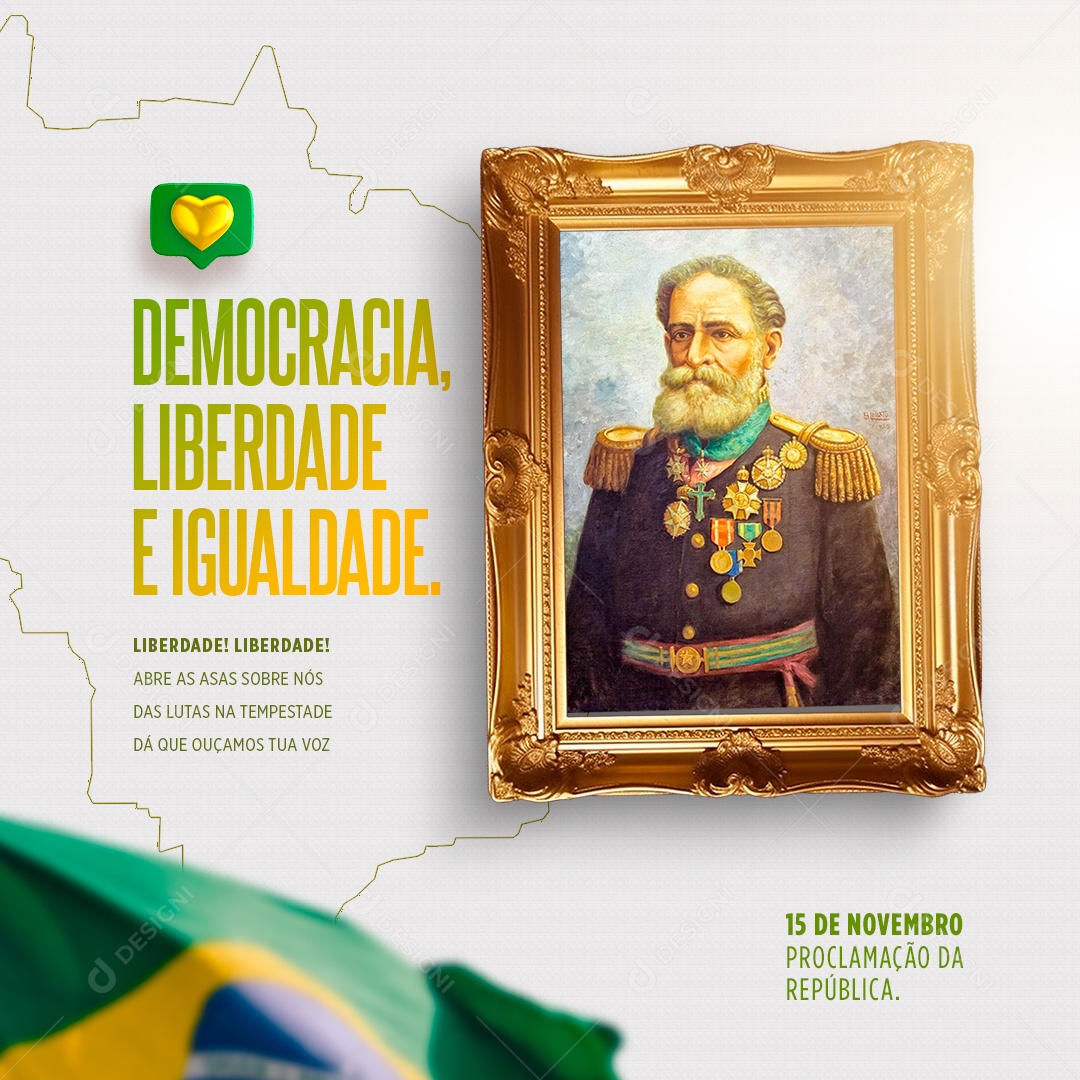 Dia da Proclamação Da República 15 De Novembro Democracia Liberdade e Igualdade Social Media PSD Editável