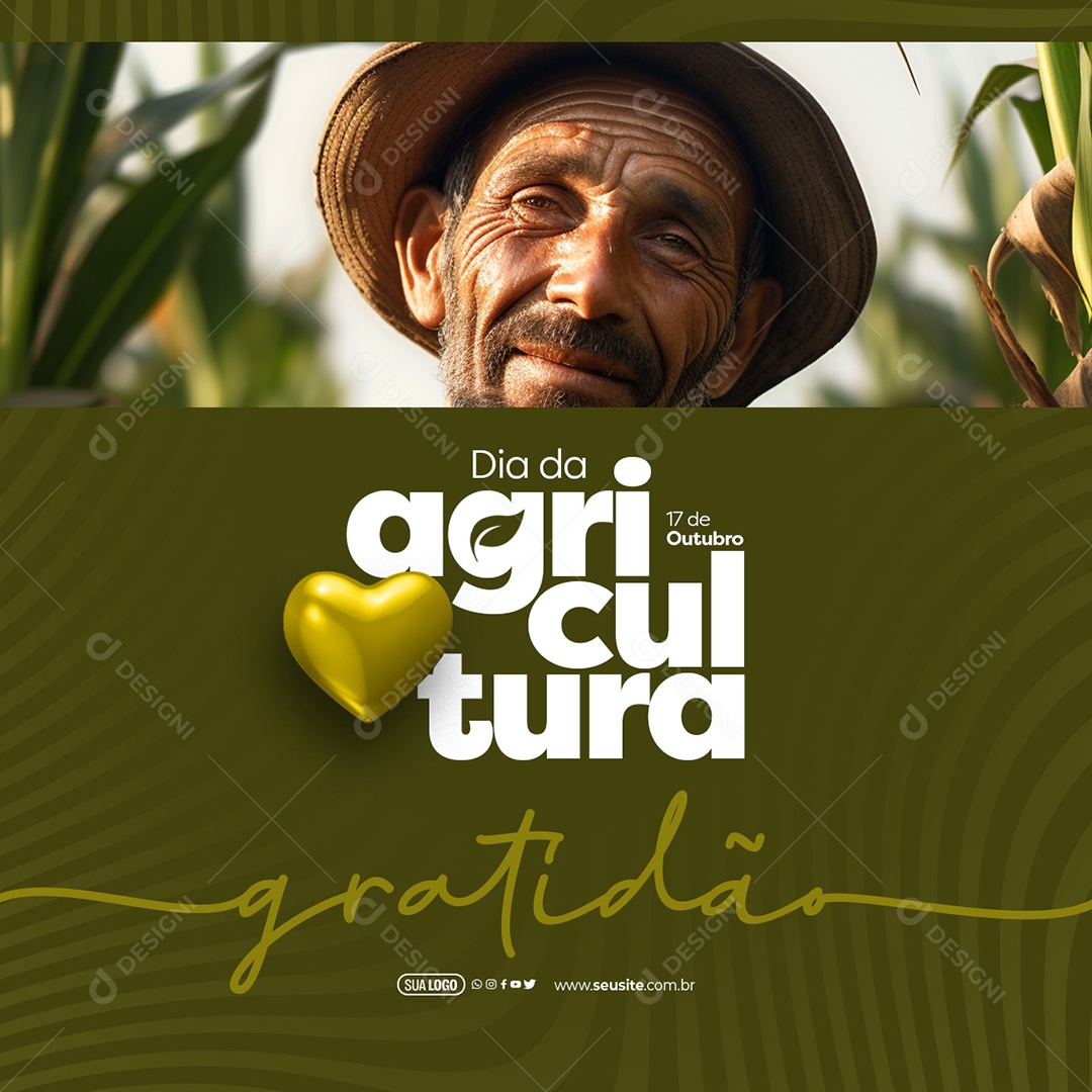 Dia da Agricultura 17 de Outubro Gratidão Social Media PSD Editável