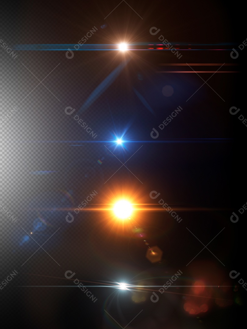 Lens Flare Reflexos de Luz Feixe Efeitos Brilho PSD Editável