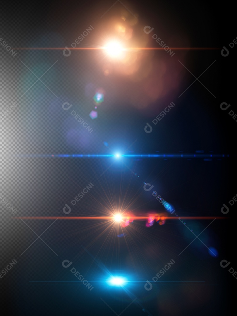 Lens Flare Reflexos de Luz Feixe Efeitos Brilho PSD Editável