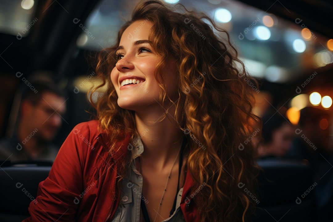Senhora atraente retrato sorrindo dirigindo no carro imagem de mulheres jovens