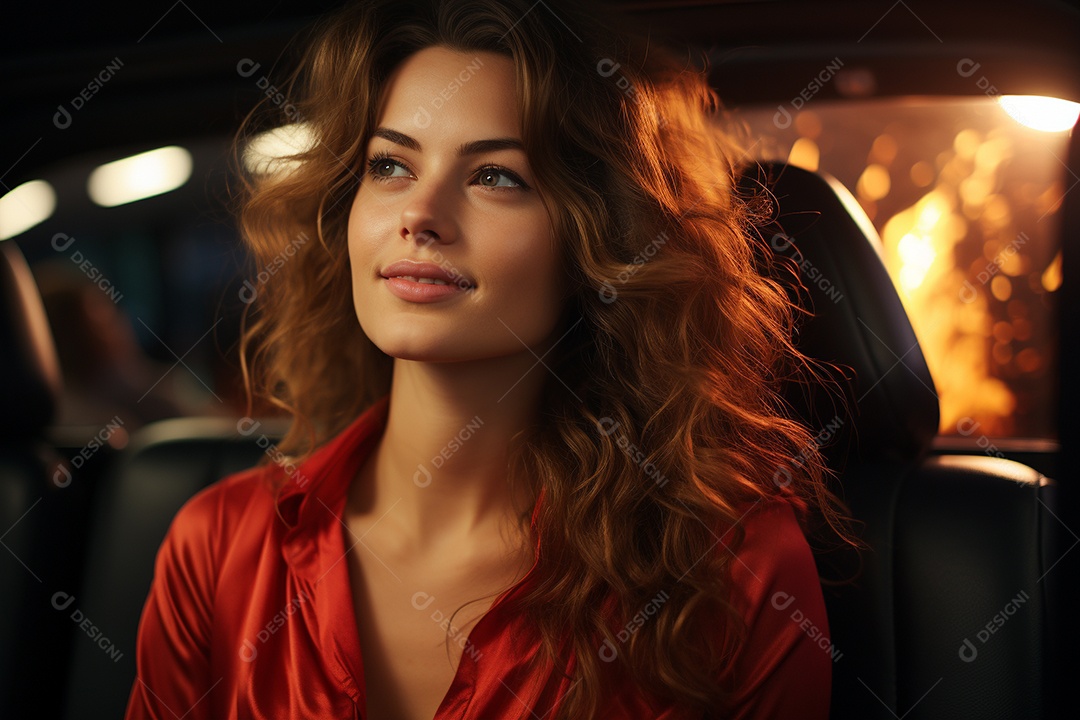 Senhora atraente retrato sorrindo dirigindo no carro imagem de mulheres jovens