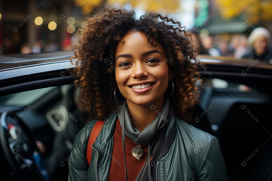 Senhora atraente retrato sorrindo dirigindo no carro imagem de mulheres jovens