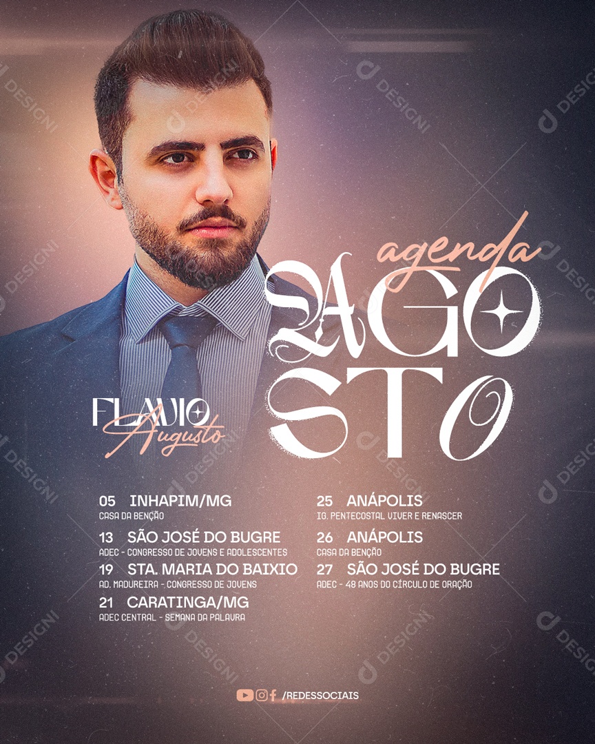 Social Media Agenda Agosto PSD Editável