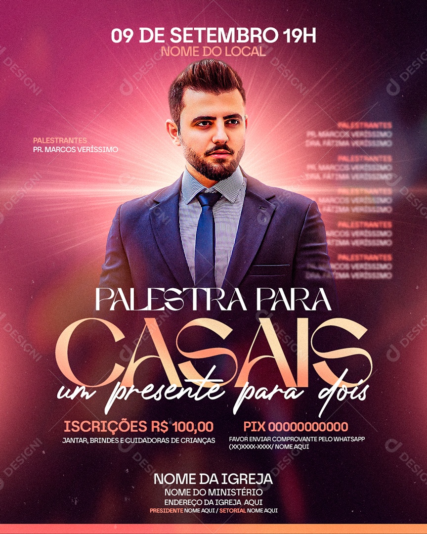 Social Media Palestas Para Casais PSD Editável