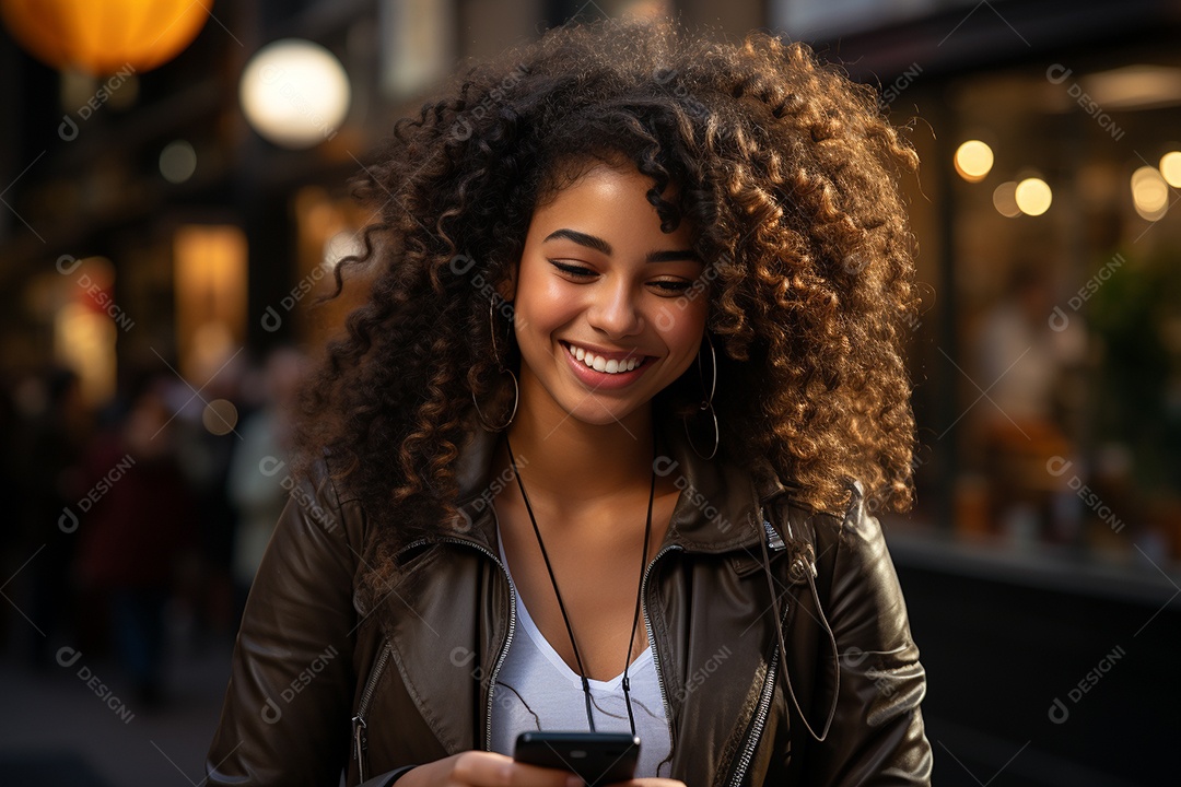 Linda mulher de negócios branco usando seu smartphone do lado de fora