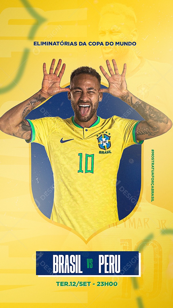Story Flyer Eliminatórias da Copa do Mundo Brasil VS Peru Jogador Neymar Social Media PSD Editável