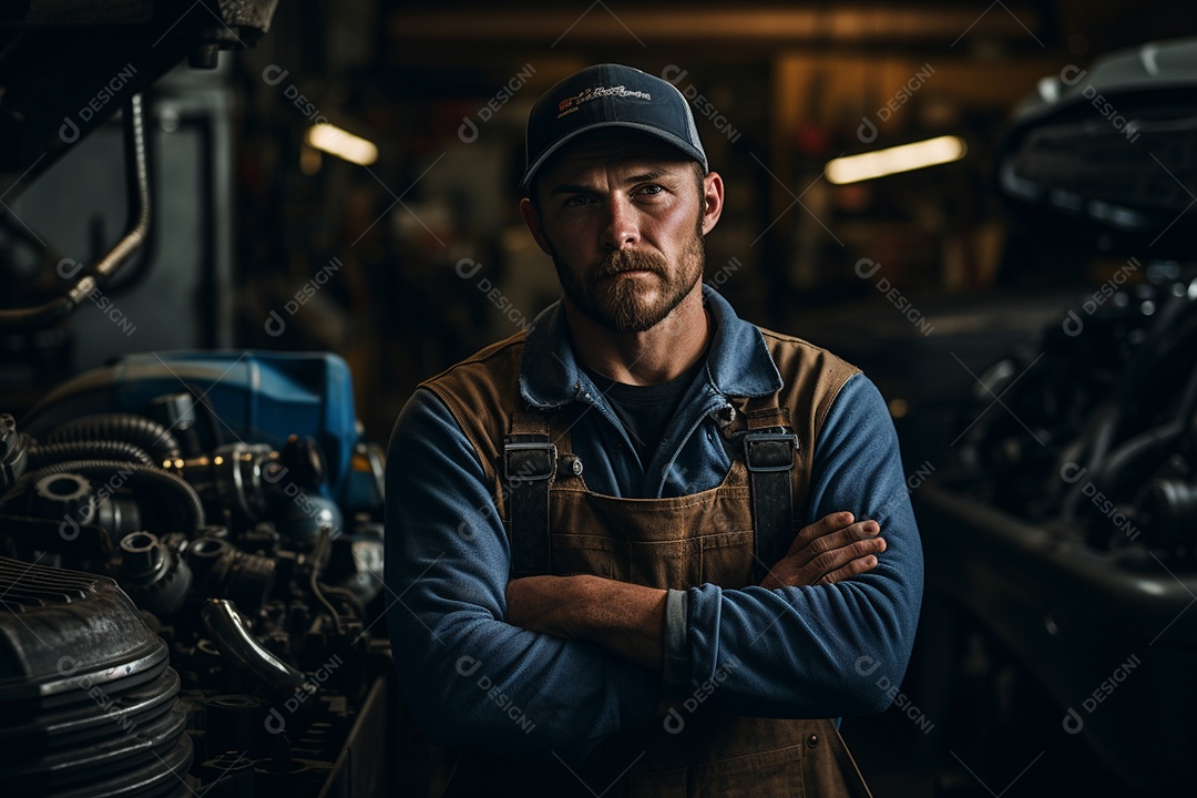 um mecânico com os nós dos dedos nas mãos