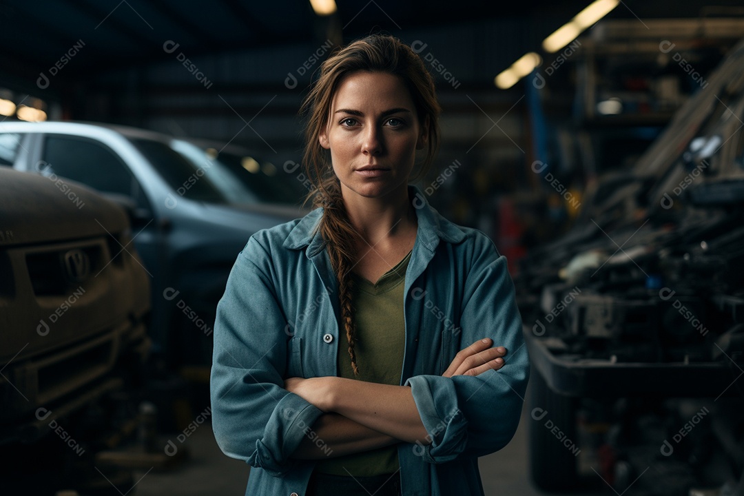 Um mecânico com os nós dos dedos nas mãos