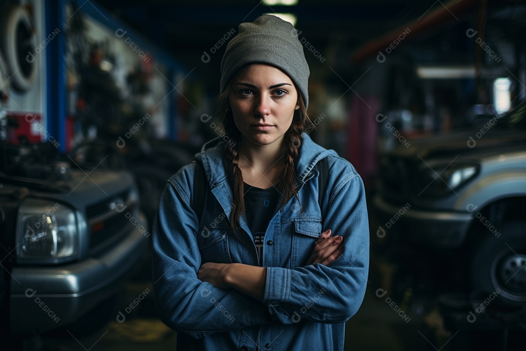 Uma mecânica com os nós dos dedos na mão