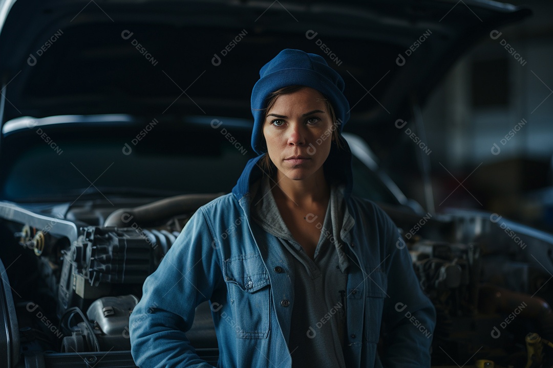 Uma mecânica com os nós dos dedos na mão