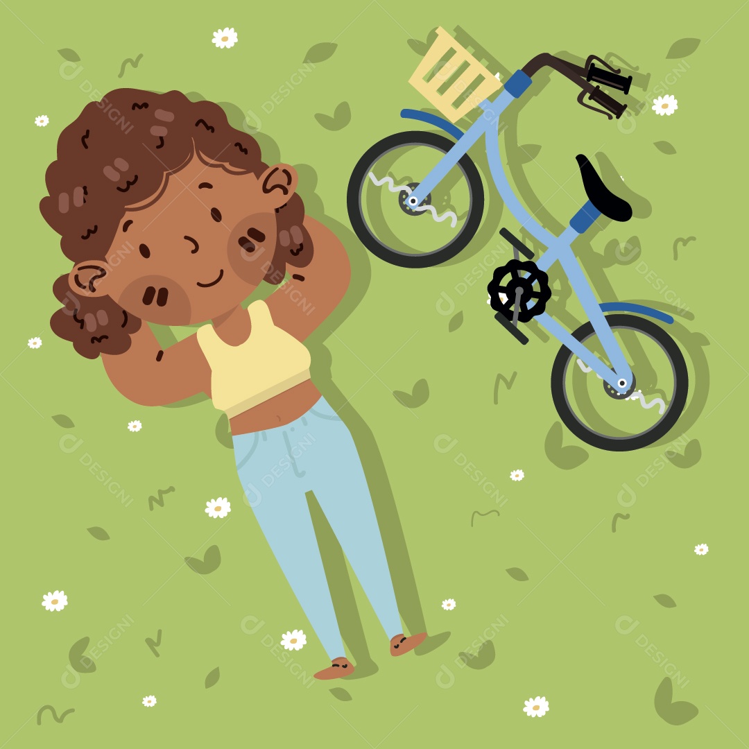 Garota com uma Bicicleta Ilustração Vetor EPS