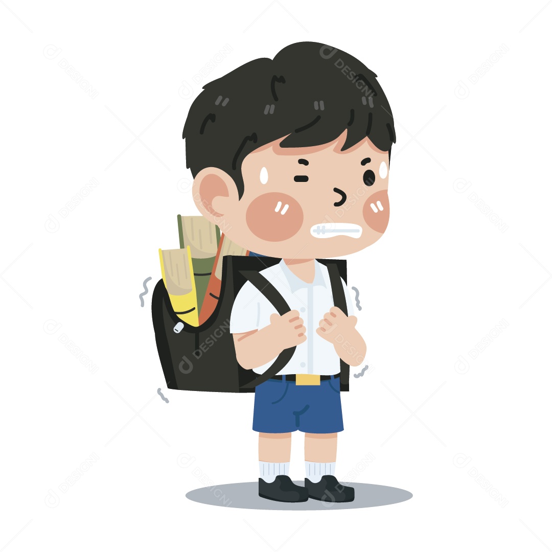 Garroto com Mochila Pesada Ilustrações Vetor EPS