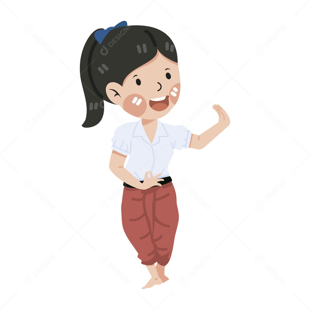 Mulher Praticando Dança Tailandesa Ilustração Vetor EPS