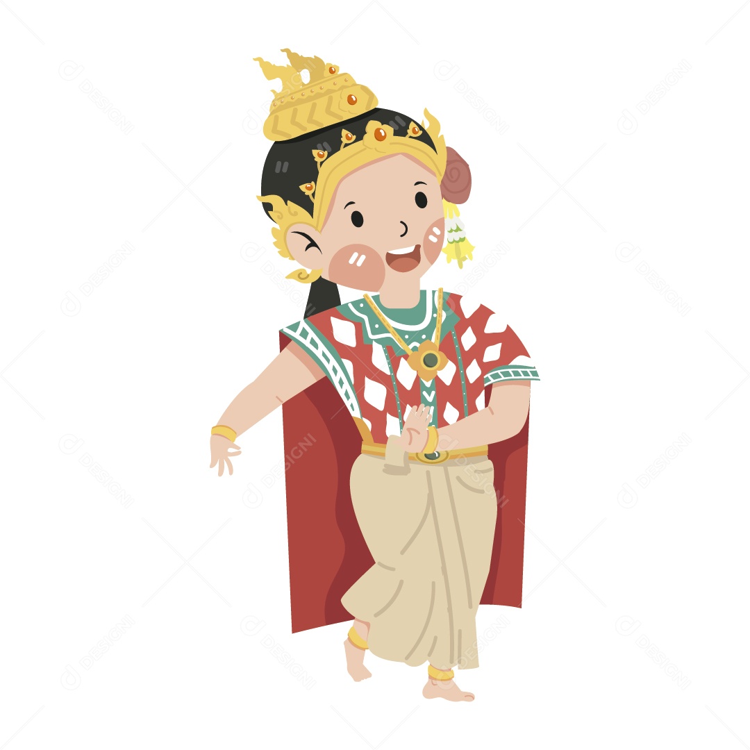 Garota Tailandesa Ilustração Vetor EPS