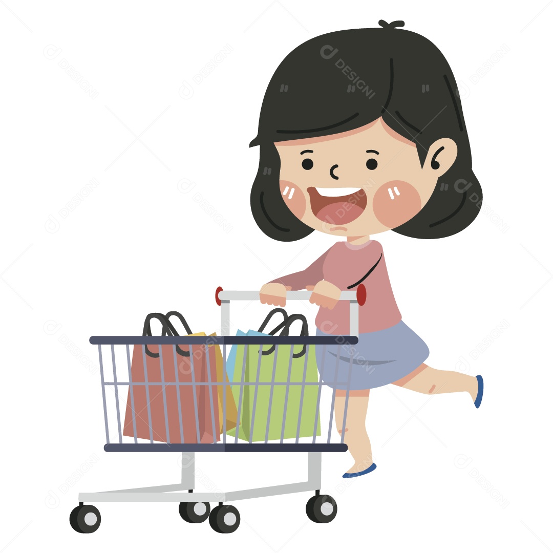 Mulher Fazendo Compras Ilustração Vetor EPS