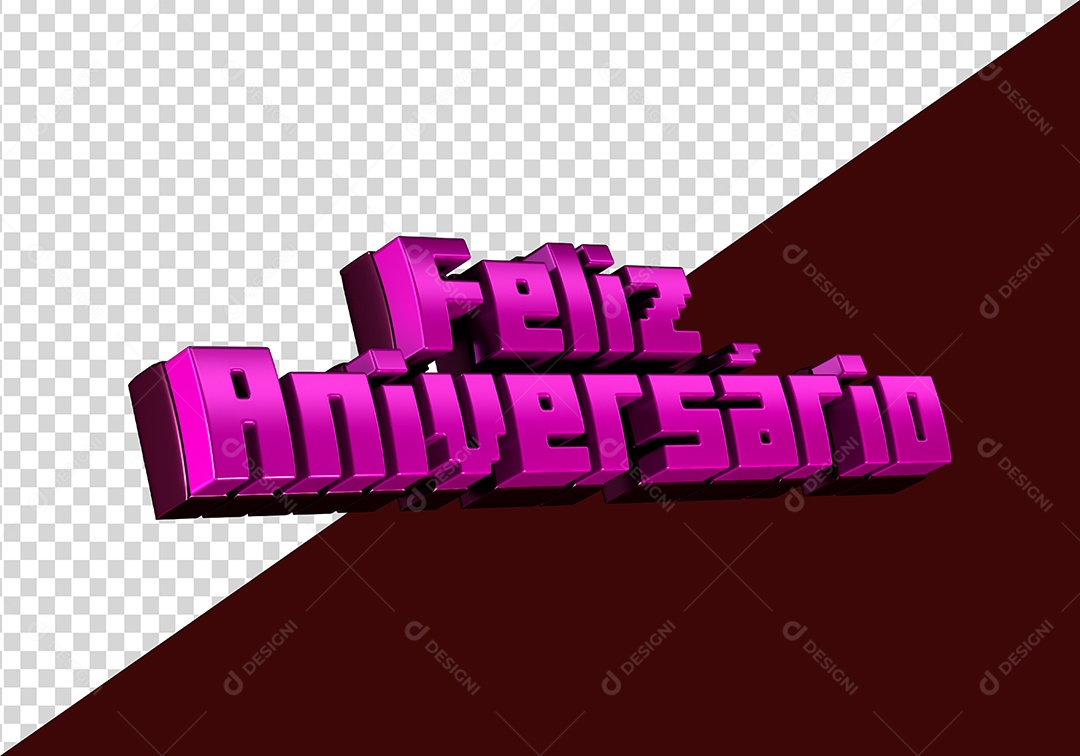 Texto 3D Feliz Aniversário para Composição PSD