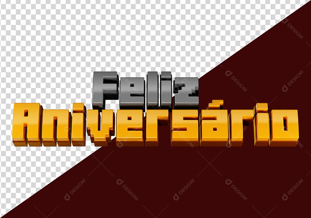 Feliz Aniversário Texto 3D para Composição PSD