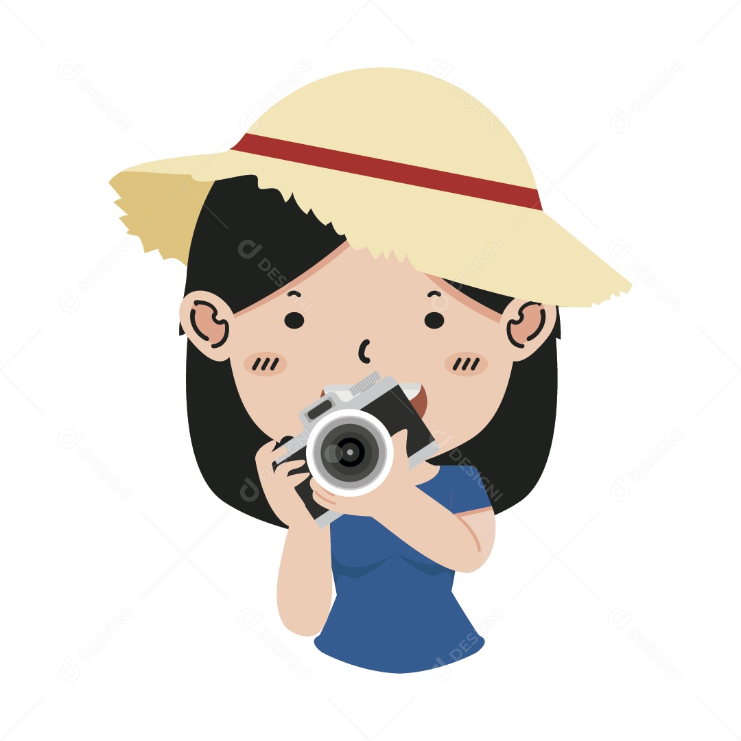 Garota com uma Câmera na Mão Ilustração Vetor EPS