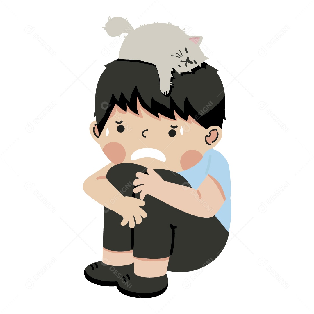 Garoto Triste Ilustração Vetor EPS