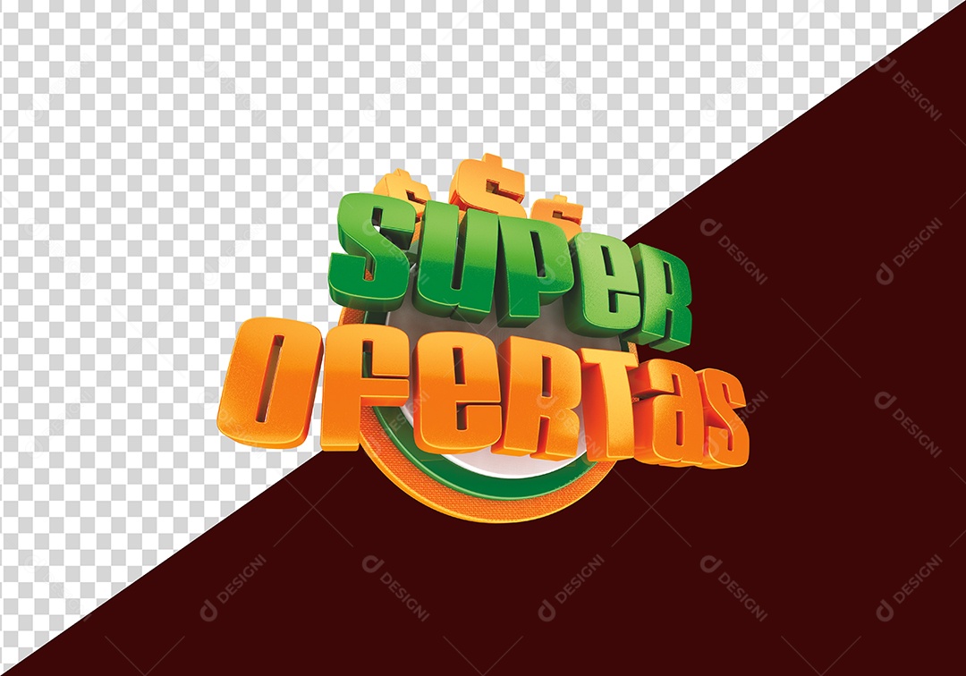 Super Ofertas Selo 3D Verde Dourado para Composição PSD