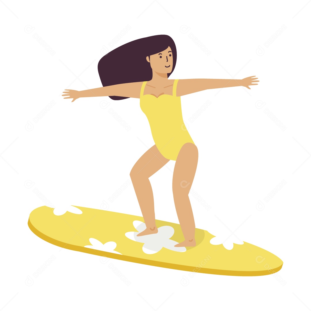 Garota em Cima de uma Prancha Ilustração Vetor EPS