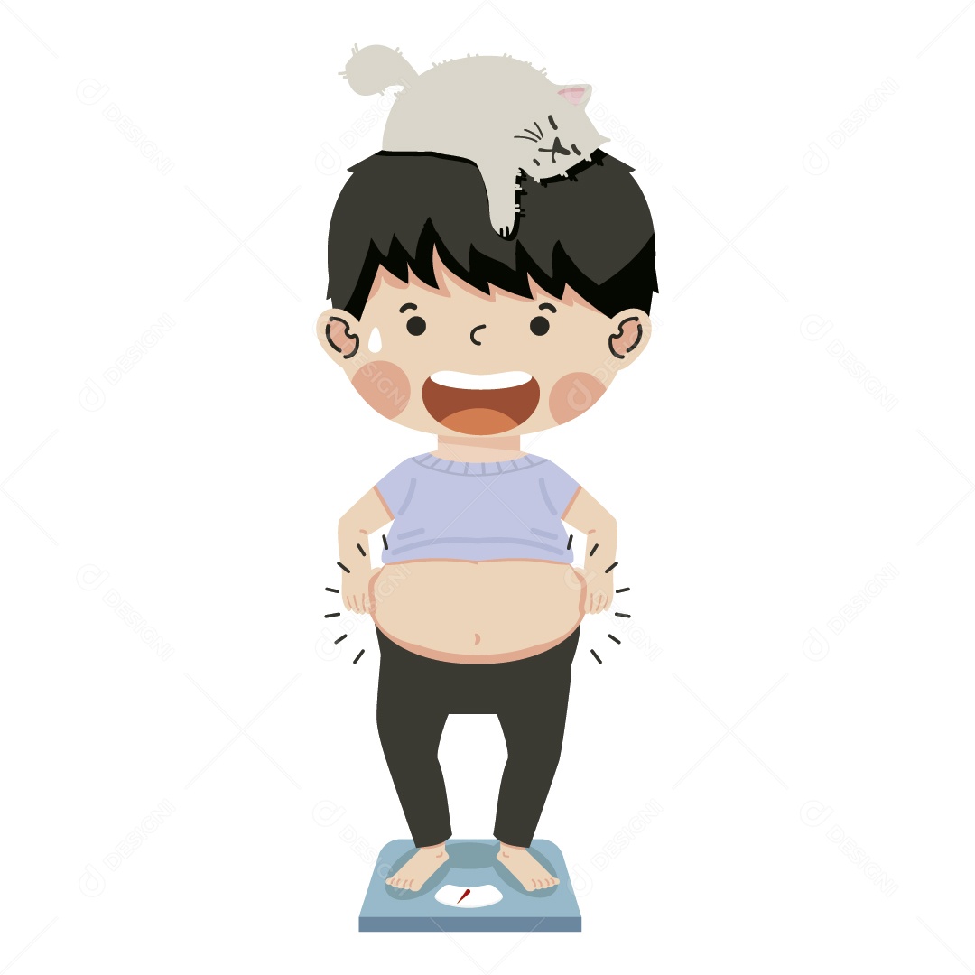 Garoto em Cima da Balança Ilustração Vetor EPS